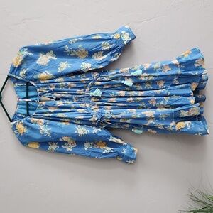 Free People Blue Floral Dress XS NWT